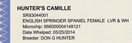 Camille English Springer Spaniels pedigree